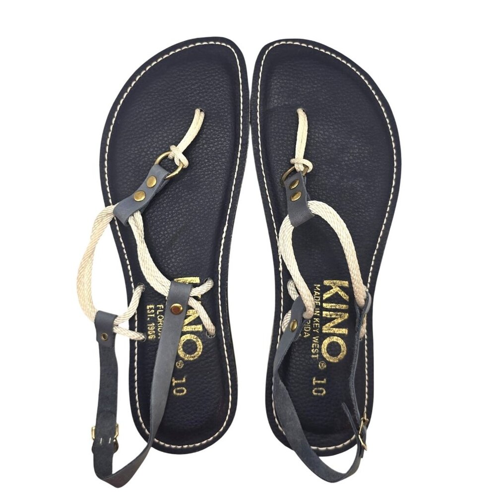 Kino Made in Key West Women's Size 10 Sandals Flip Flops Navy Blue